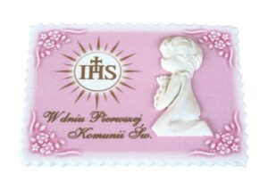Tabliczka komunijna różowa Tabliczka komunijna różowa
