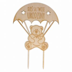 Topper urodzinowy miś ze spadochronem