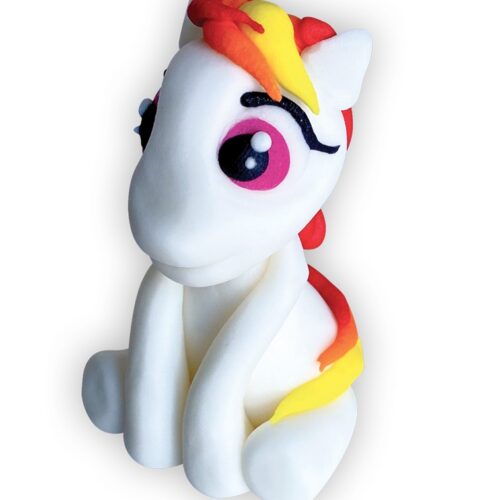 Figurka cukrowa Konik kolorowy biało-czerwony