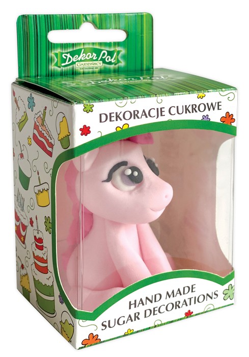 Figurka cukrowa Konik kolorowy biało-czerwony