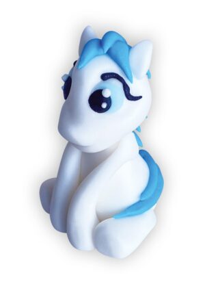 Figurka cukrowa Konik kolorowy biało-niebiski