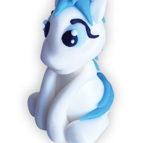 Figurka cukrowa Konik kolorowy biało-niebiski