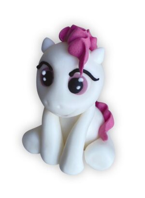 Figurka cukrowa Konik kolorowy biało-różowy
