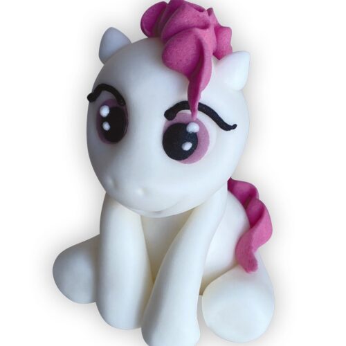 Figurka cukrowa Konik kolorowy biało-różowy