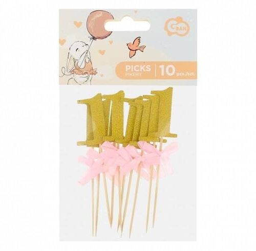 Piker na roczek różowy 10szt.