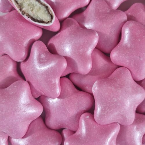 Gwiazdy czekoladowe 3cm - różowa perła 200g