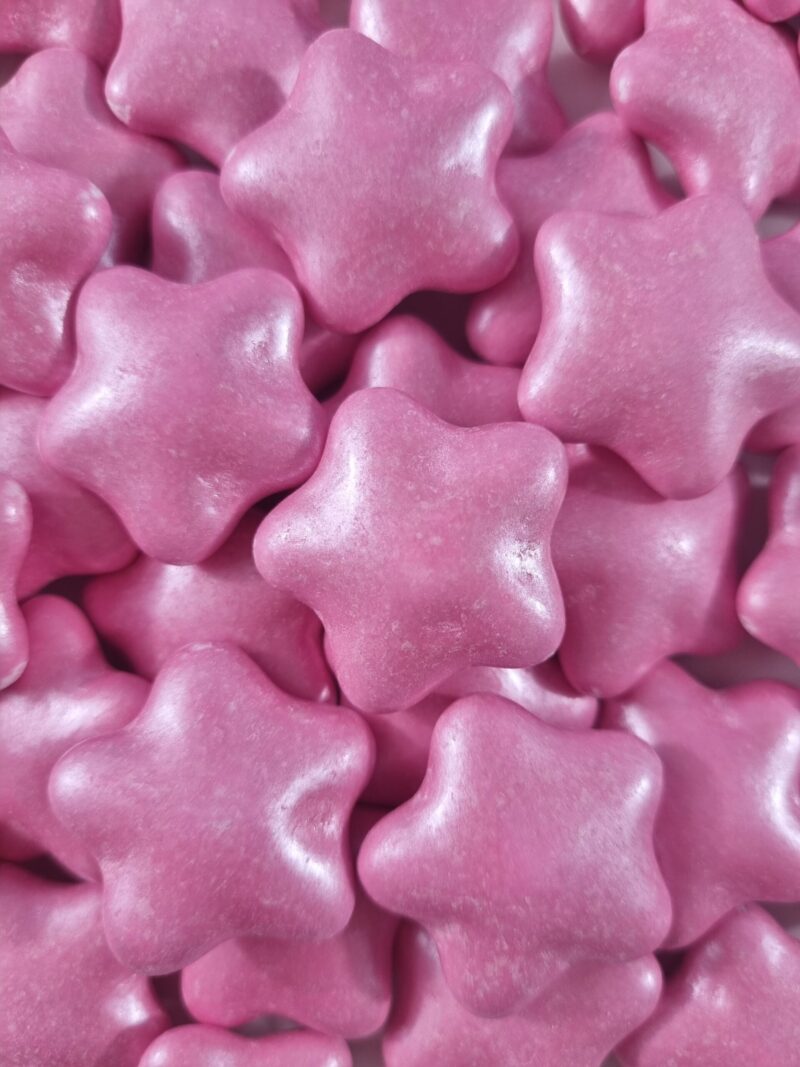 Gwiazdy czekoladowe 3cm - różowa perła 200g