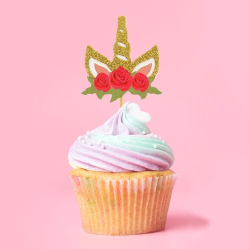 Pikery jednorożec z kwiatami - 6szt.