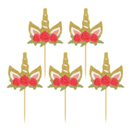 Pikery jednorożec z kwiatami - 6szt.