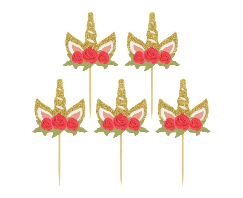 Pikery jednorożec z kwiatami - 6szt.