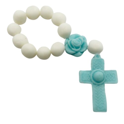Różaniec z niebieskim krzyżykiem 1szt.