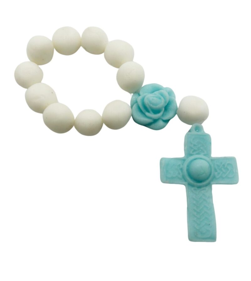 Różaniec z niebieskim krzyżykiem 1szt.