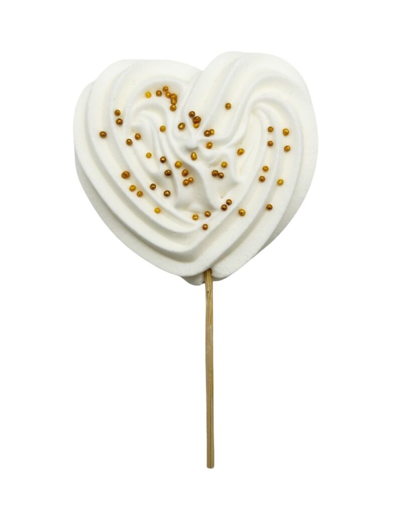 Beza serce biało-złote 4szt.