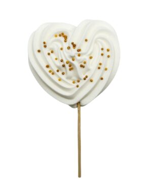 Beza serce biało-złota 10szt.