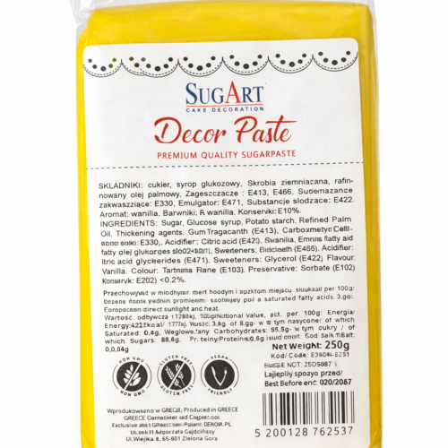 Masa cukrowa - Decor Paste - Żółta 250g