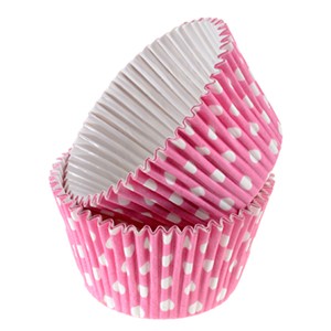 Papilotki w białe grochy różowa - 1szt.