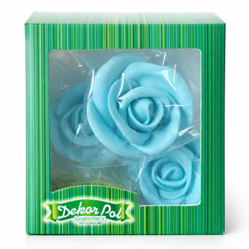 Zestaw duża róża błękitna+ listki