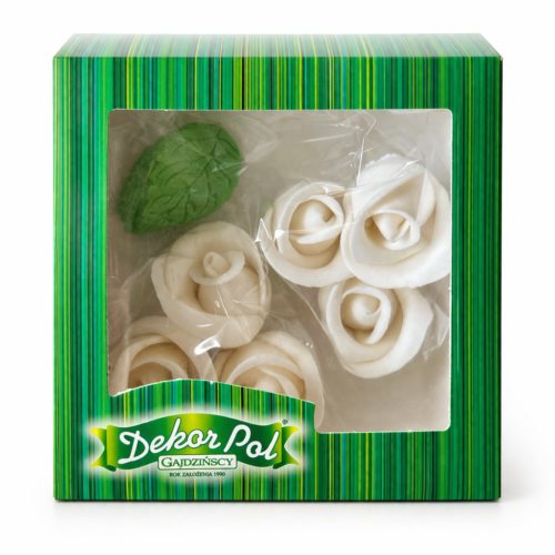 Zestaw śr. róża biała + listki