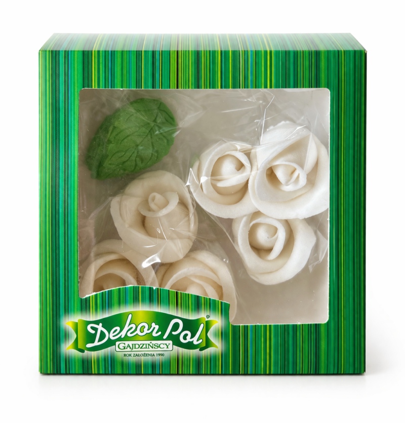 Zestaw śr. róża biała + listki