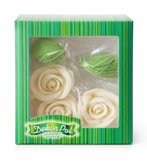 Zestaw duża róża ecru+ listki