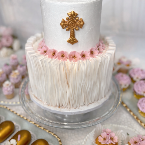 Różaniec pudrowy róż 6szt.