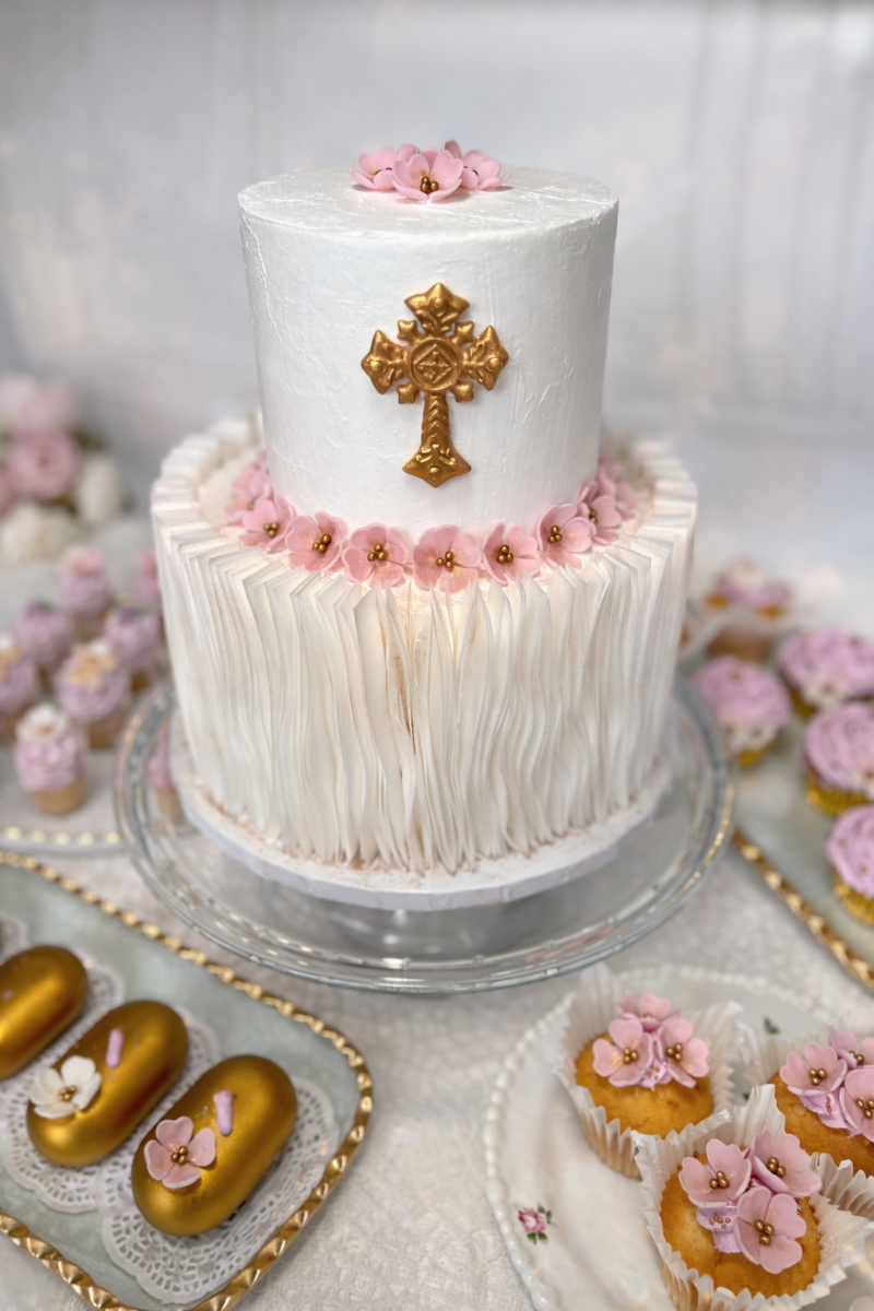 Różaniec pudrowy róż 6szt.