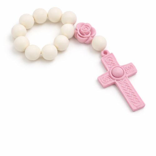 Różaniec pudrowy róż 6szt.
