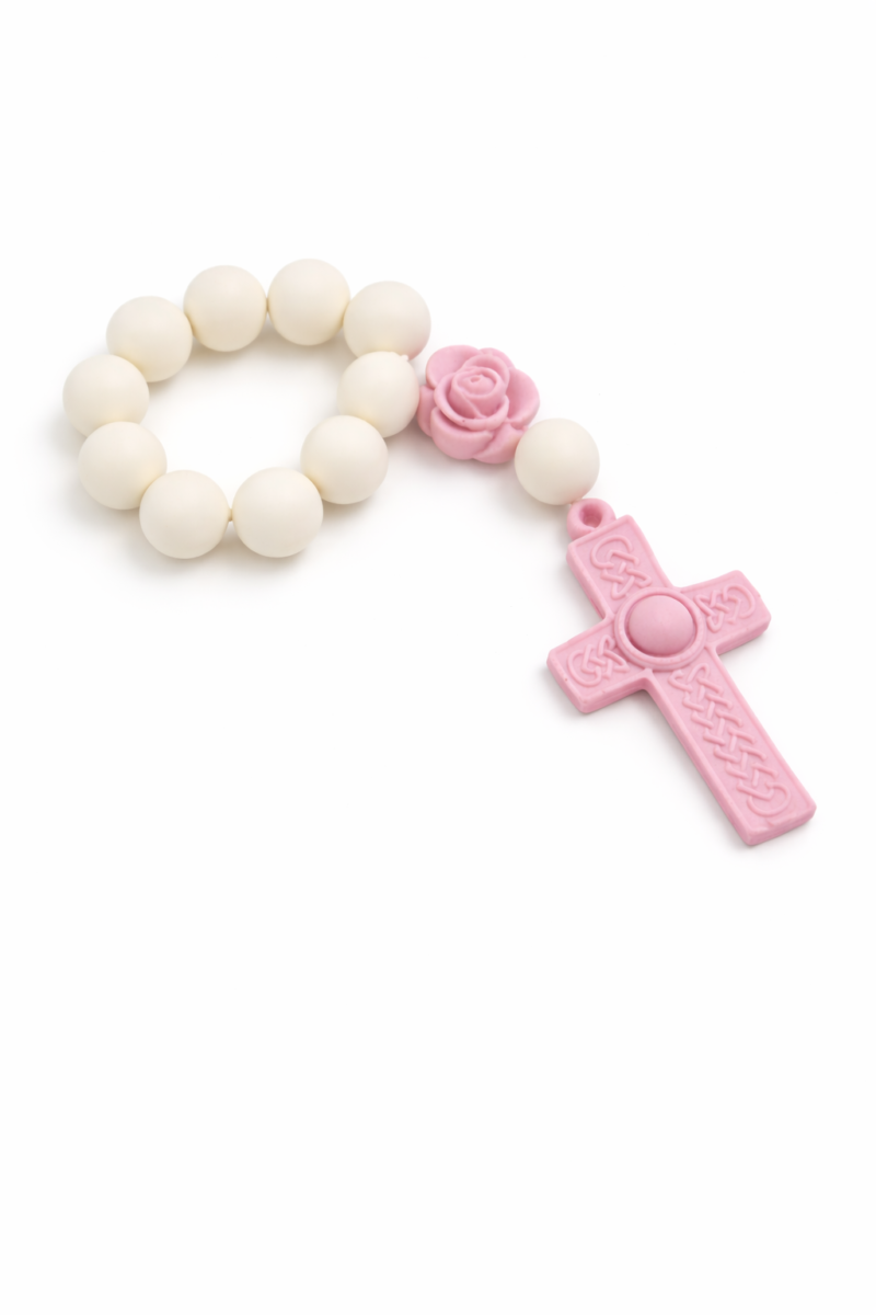 Różaniec pudrowy róż 6szt.