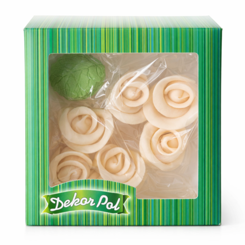 Zestaw śr. róża ecru+ listki