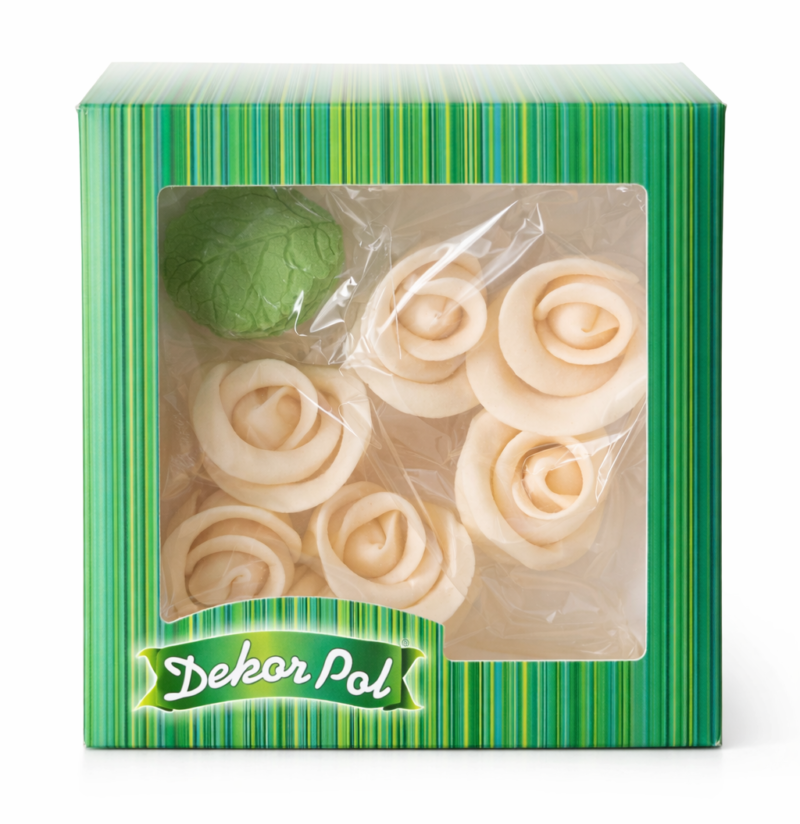 Zestaw śr. róża ecru+ listki